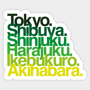 Tokyo Districts (greens) Sticker